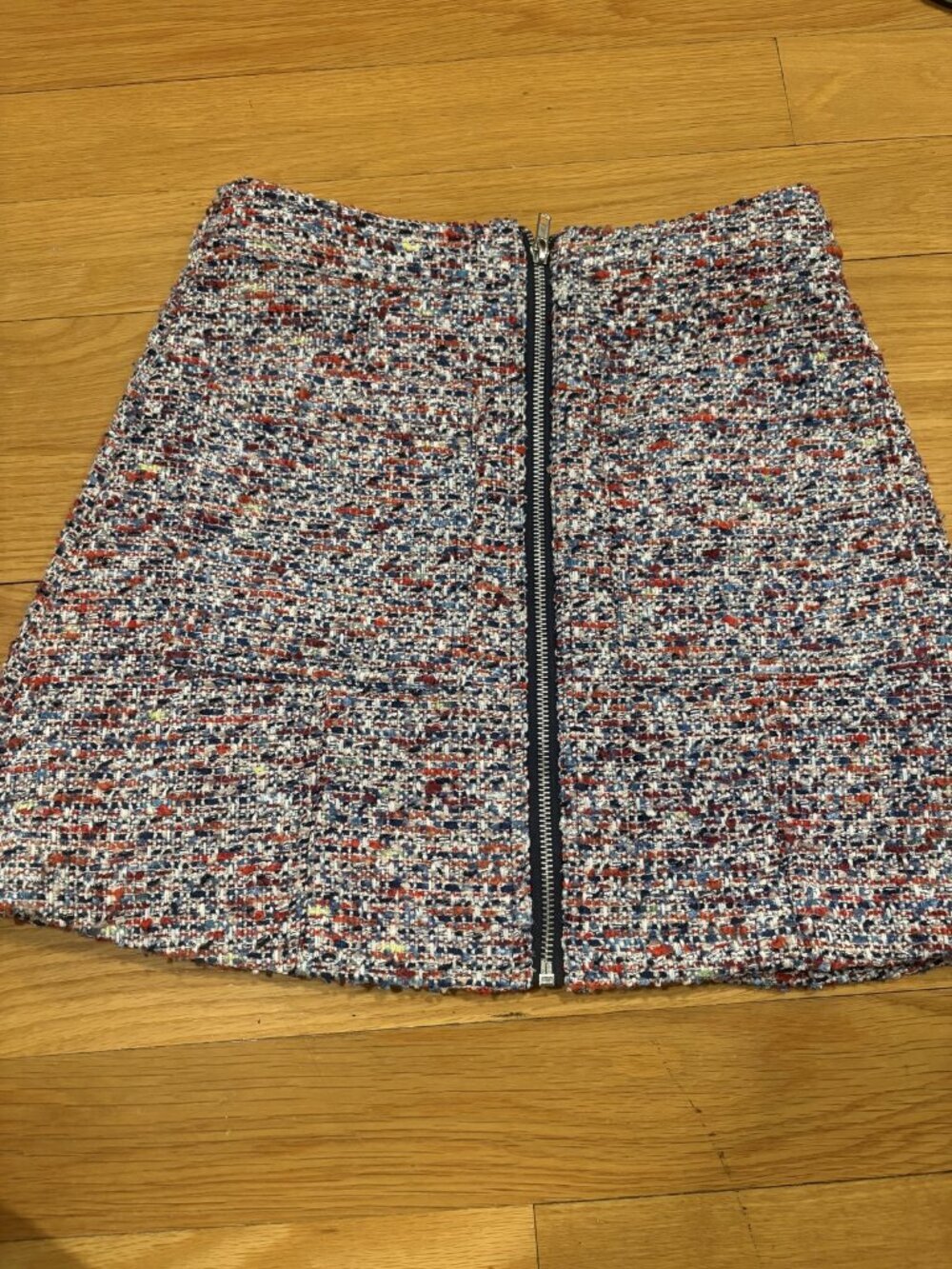 Parker Size Extra Small (XS) Tweed Mini Skirt with Front Zipper